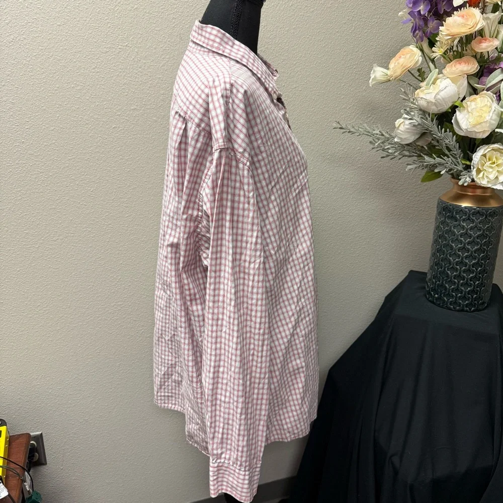 IZOD Red White Gingham Check Button Down Shirt XL 100% Cotton Classic Prep - Picture 5 of 8
